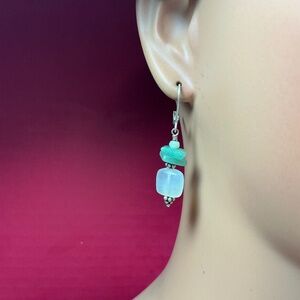 Sterling Silver beaded dangle earrings. 1.75 inches long